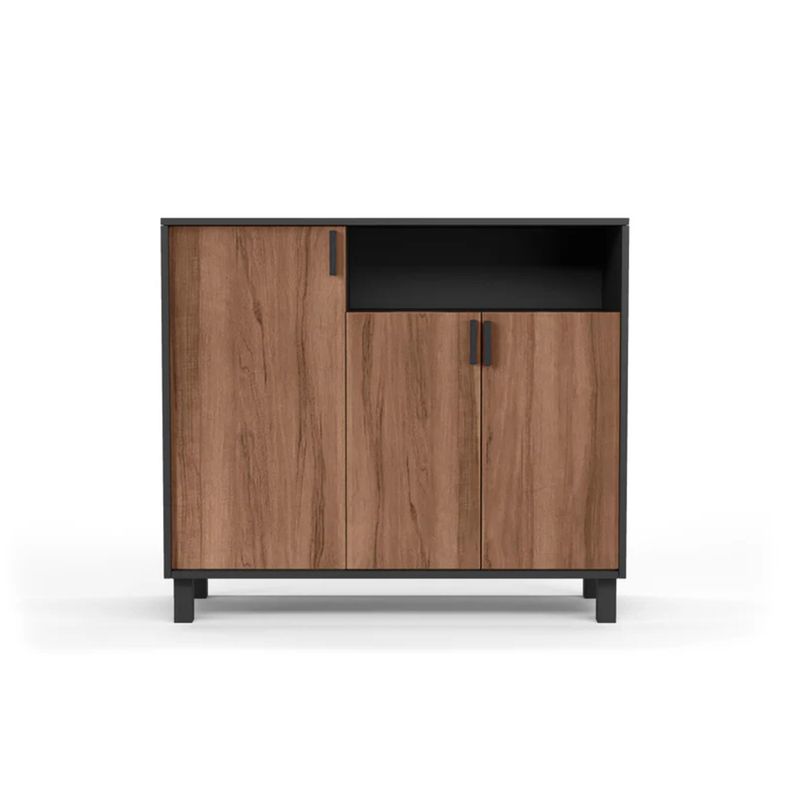 R&R MUEBLES - Zapatera Recibidor Sara 3 Puertas Negro/Marrón R&R MUEBLES