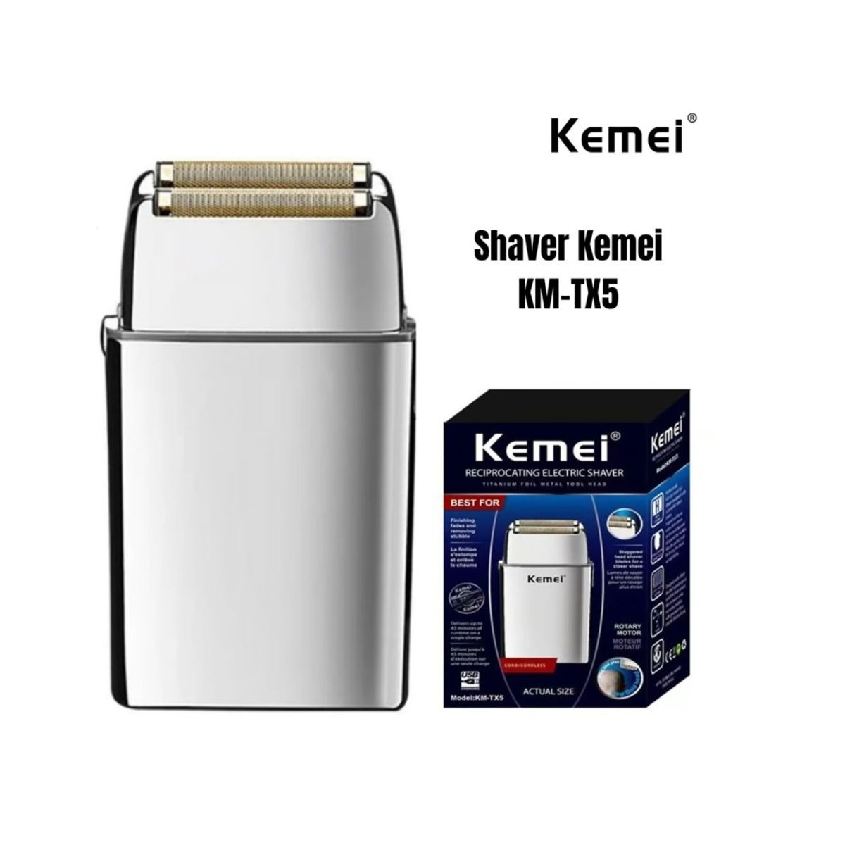 KEMEI - Afeitadora Shaver afeitado húmedo y seco Kemei Recargable KM-TX5