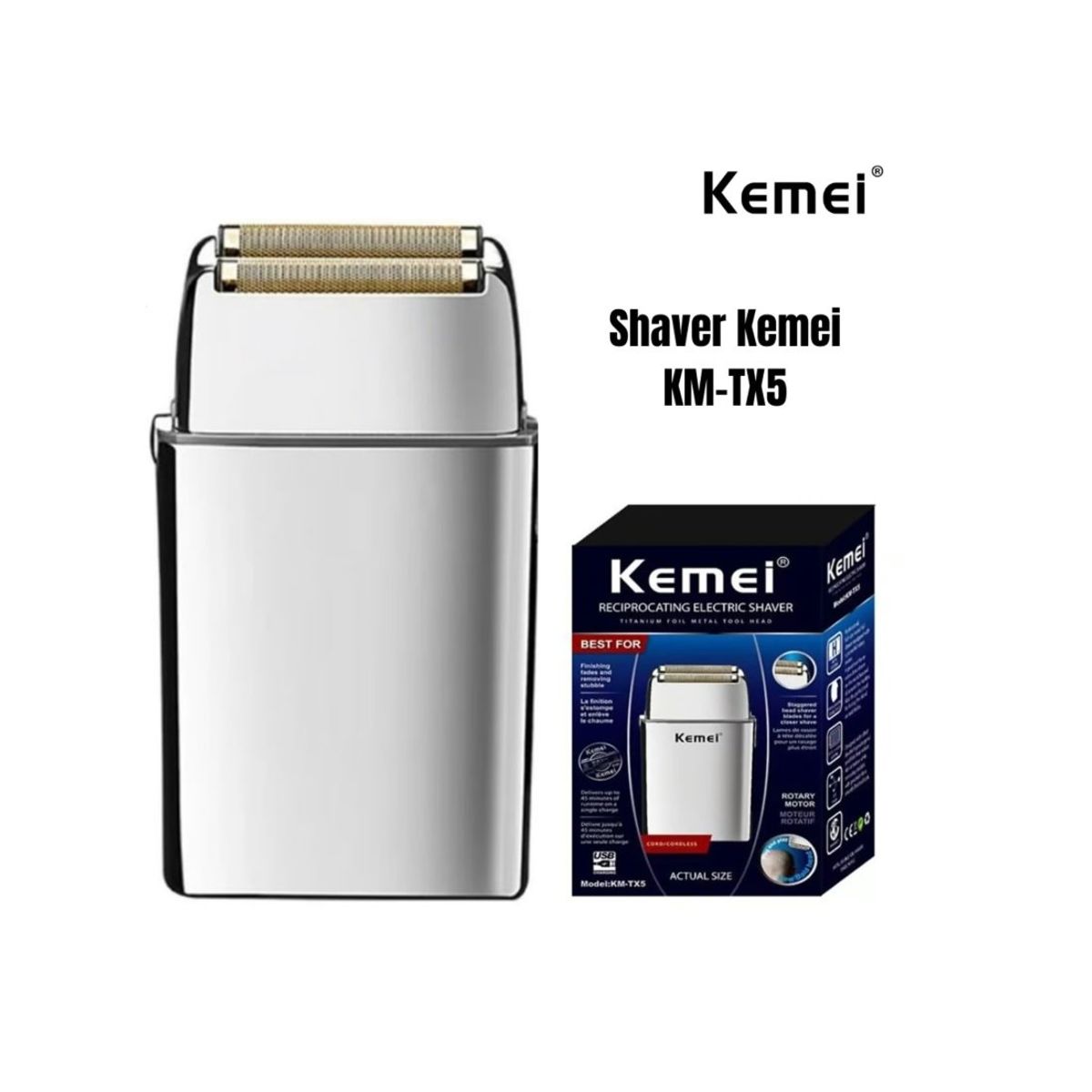 KEMEI - Afeitadora Shaver afeitado húmedo y seco Kemei Recargable KM-TX5