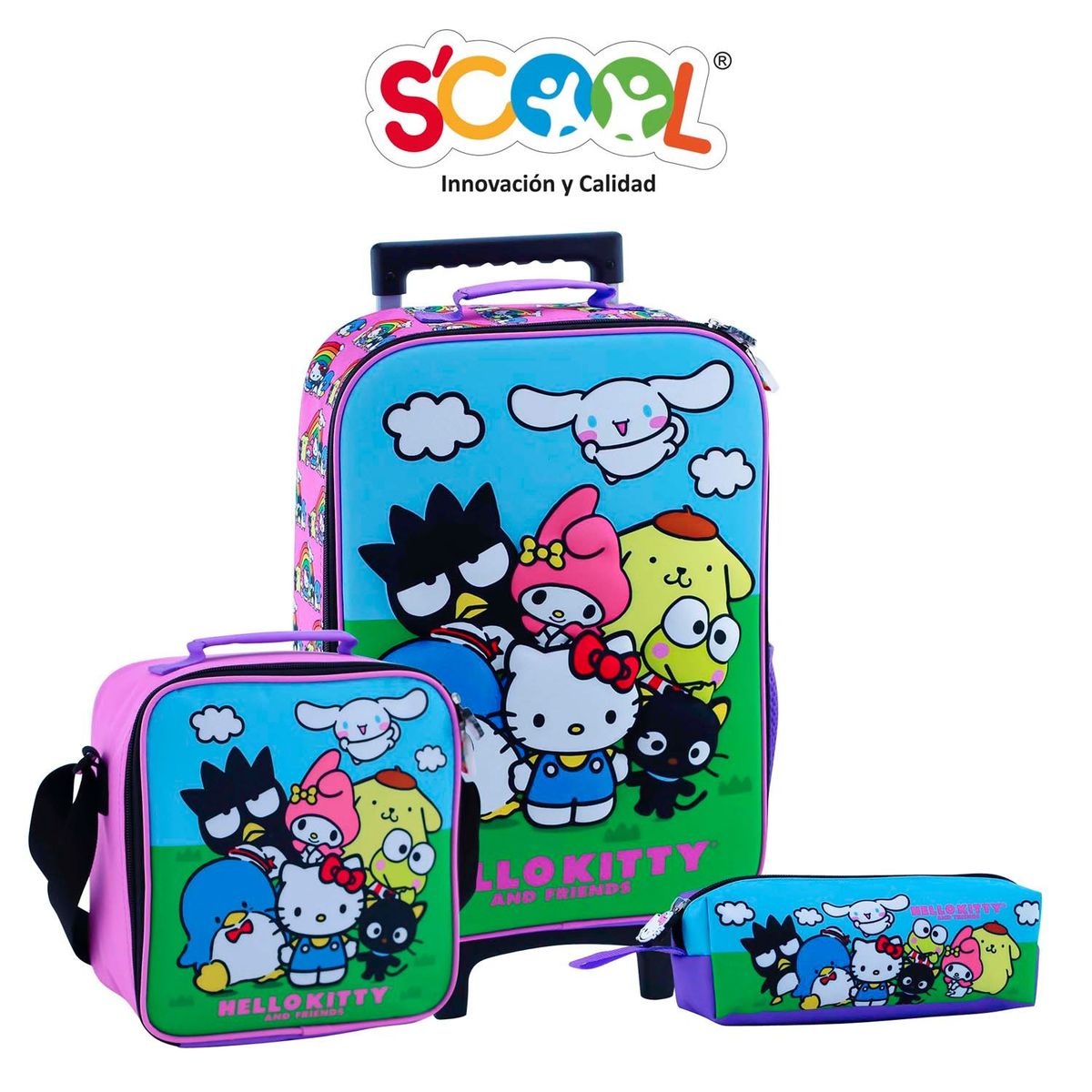 SCOOL - MALETA SET SCOOL KOMBAT 3D HELLO KITTY & FRIENDS