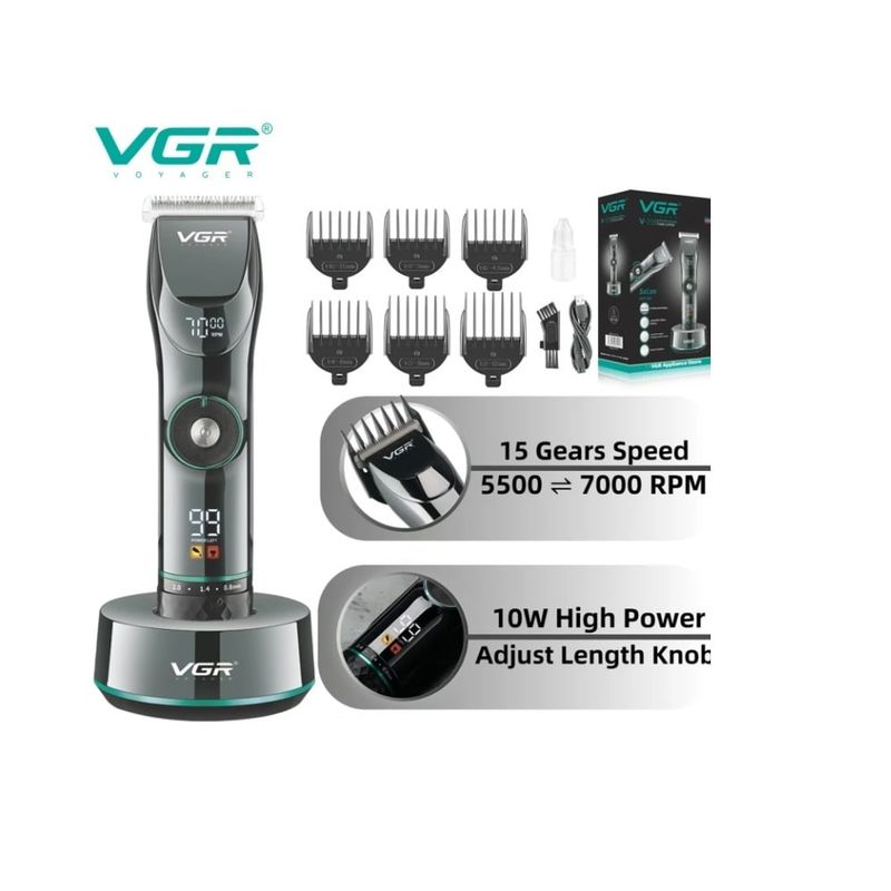 PREMIUM - Maquina Corte Cabello VGR V-256 Pantalla Digital para Salon