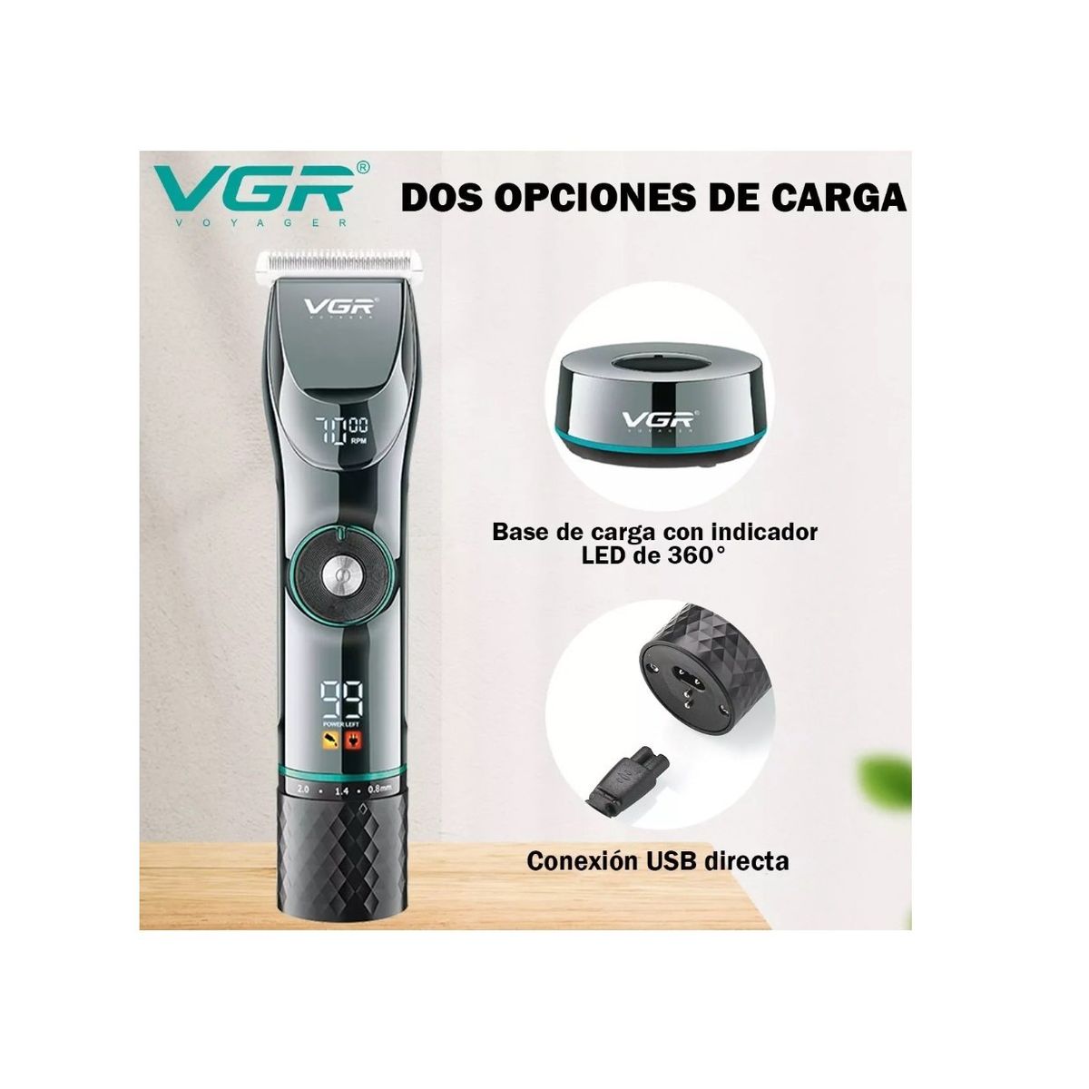 PREMIUM - Maquina Corte Cabello VGR V-256 Pantalla Digital para Salon