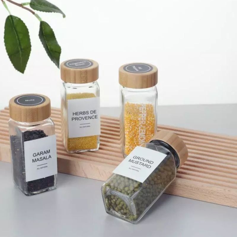 GENERICO - Salero Vidrio con Tapa Bambú set de 2