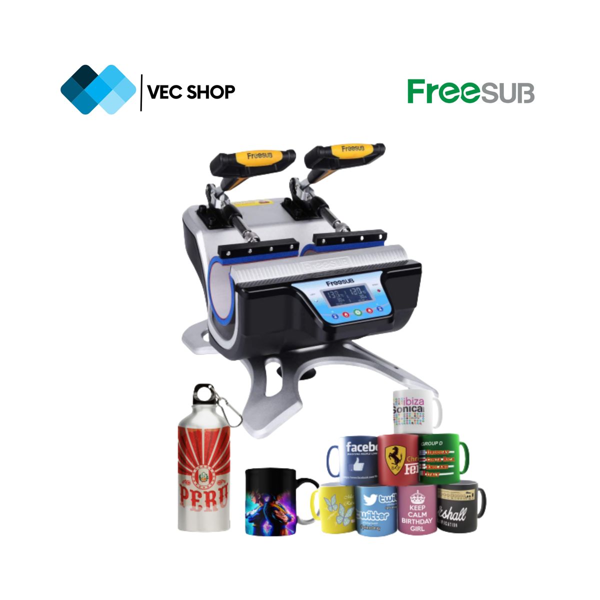 GENERICO - Maquina de Sublimación Doble Estación Sublimadora Freesub + Combo