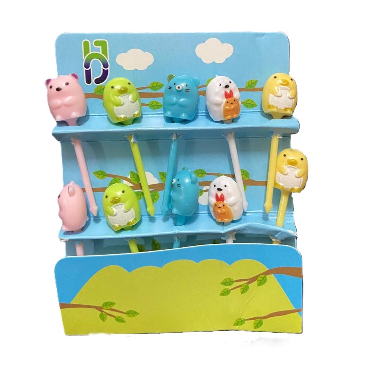 GENERICO - SET LONCHERA 10 MINI PICS + 8 MINI TENEDORES + 4 POTES ALIÑO O SALSA