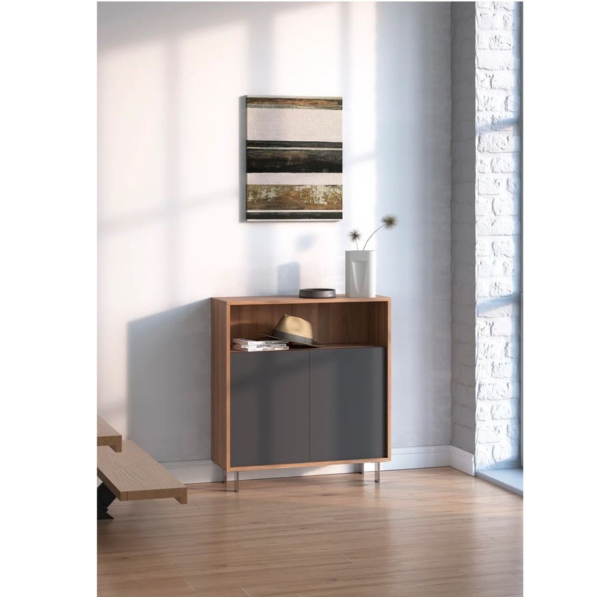 R&R MUEBLES - Zapatera Recibidor Cara MarrónNegro R&R MUEBLES