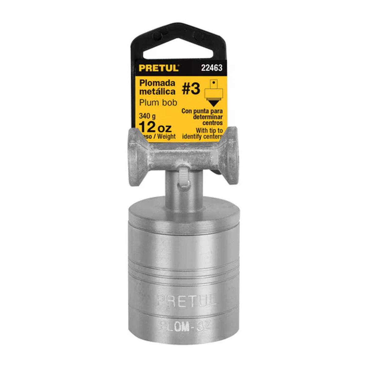 PRETUL - Plomada Metálica de 340 g, (12 oz) con Centro