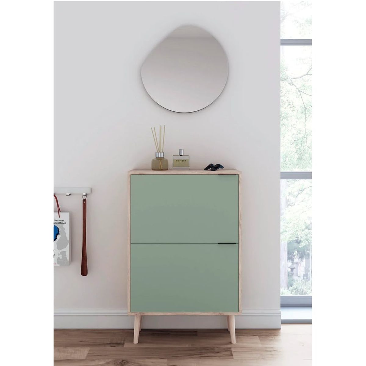 R&R MUEBLES - Zapatera Recibidor Vintage Danu RobleVerde R&R MUEBLES