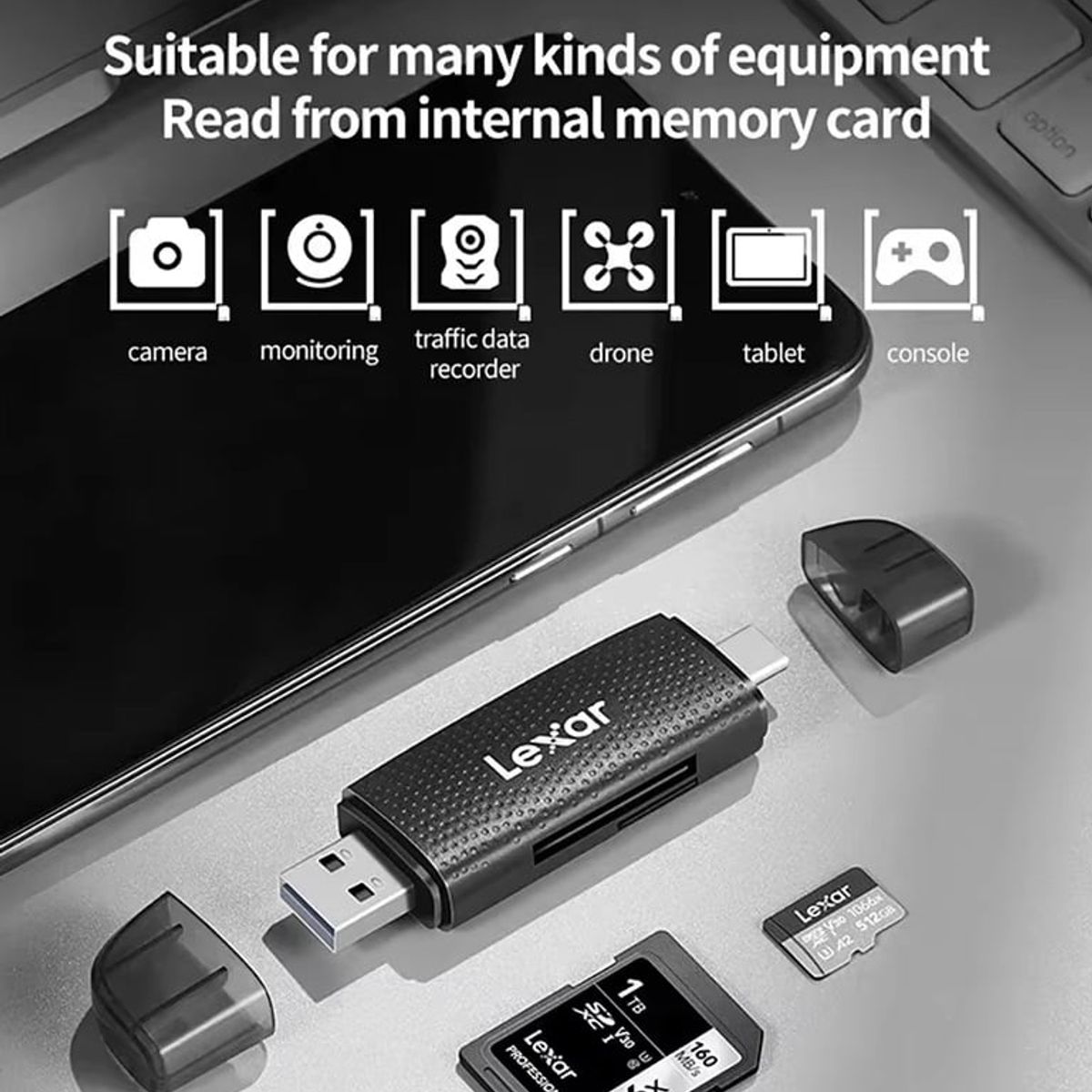 LEXAR - Lector tarjetas 2 en 1 Lexar USB-C 3.2 SD Micro SD C TF/SD
