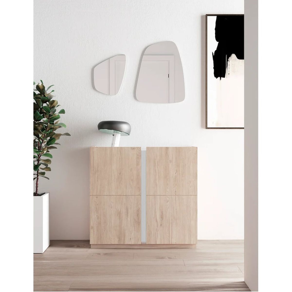 R&R MUEBLES - Zapatera Recibidor Moderno Godoy RobleBlanco R&R MUEBLES