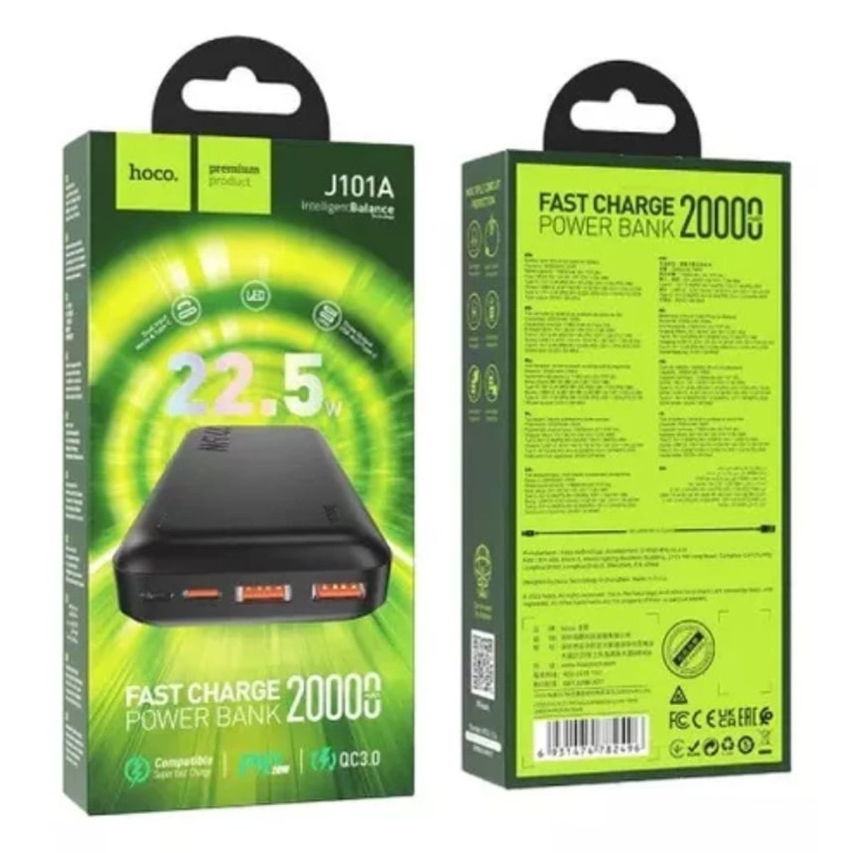 HOCO - Power Bank Hoco 20000mah Carga Rapida Para iPhone Huawei Xiaomi