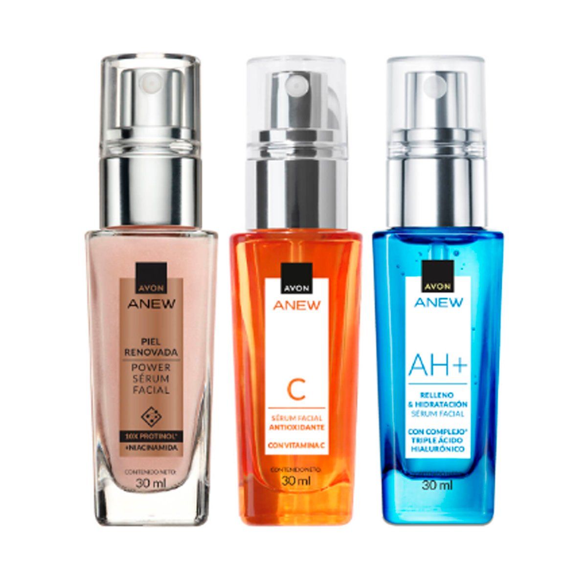AVON - Set x3 Sérum facial ácido hialurónico + Niacinamida Protinol Power + Vitamina C