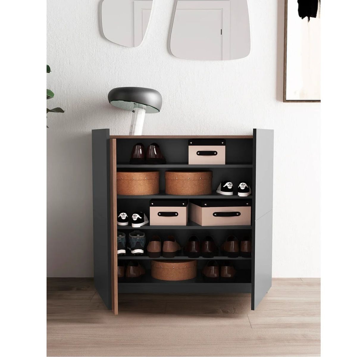 R&R MUEBLES - Zapatera Recibidor Moderno Godoy NegroMarrón R&R MUEBLES