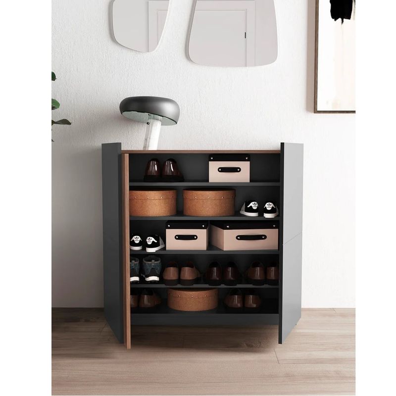 R&R MUEBLES - Zapatera Recibidor Moderno Godoy NegroMarrón R&R MUEBLES