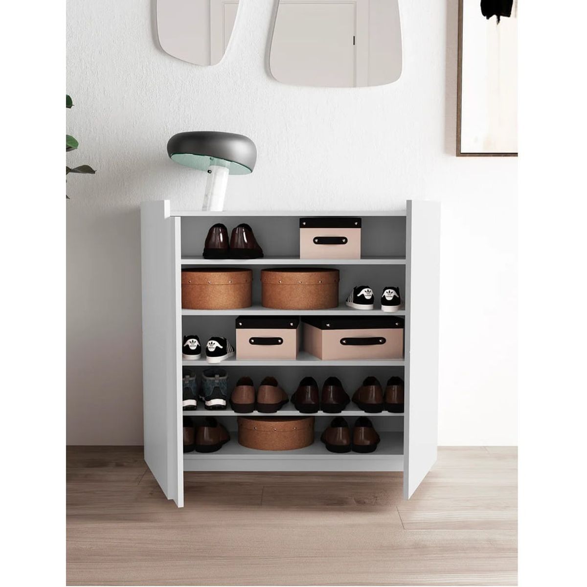 R&R MUEBLES - Zapatera Recibidor Moderno Godoy Blanco R&R MUEBLES