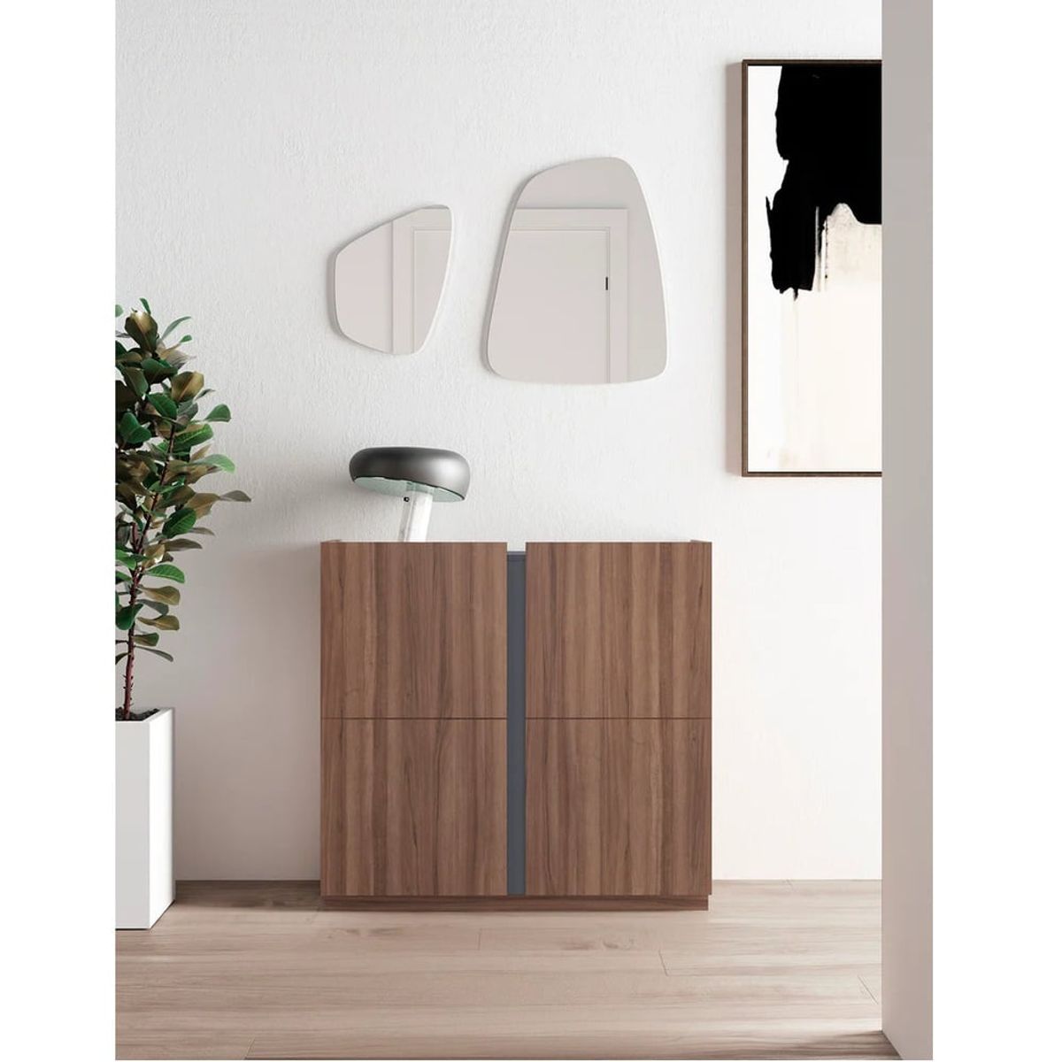 R&R MUEBLES - Zapatera Recibidor Moderno Godoy MarrónNegro R&R MUEBLES