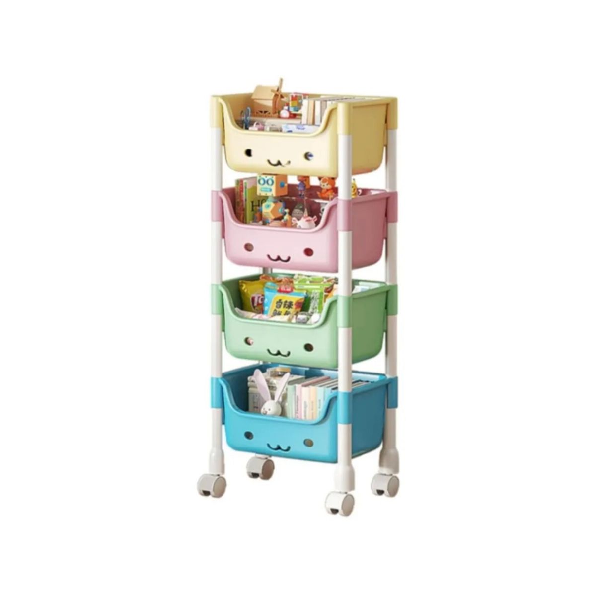 OEM - Organizador Estante Multifuncion Kawai Niños de 4 Niveles con Ruedas