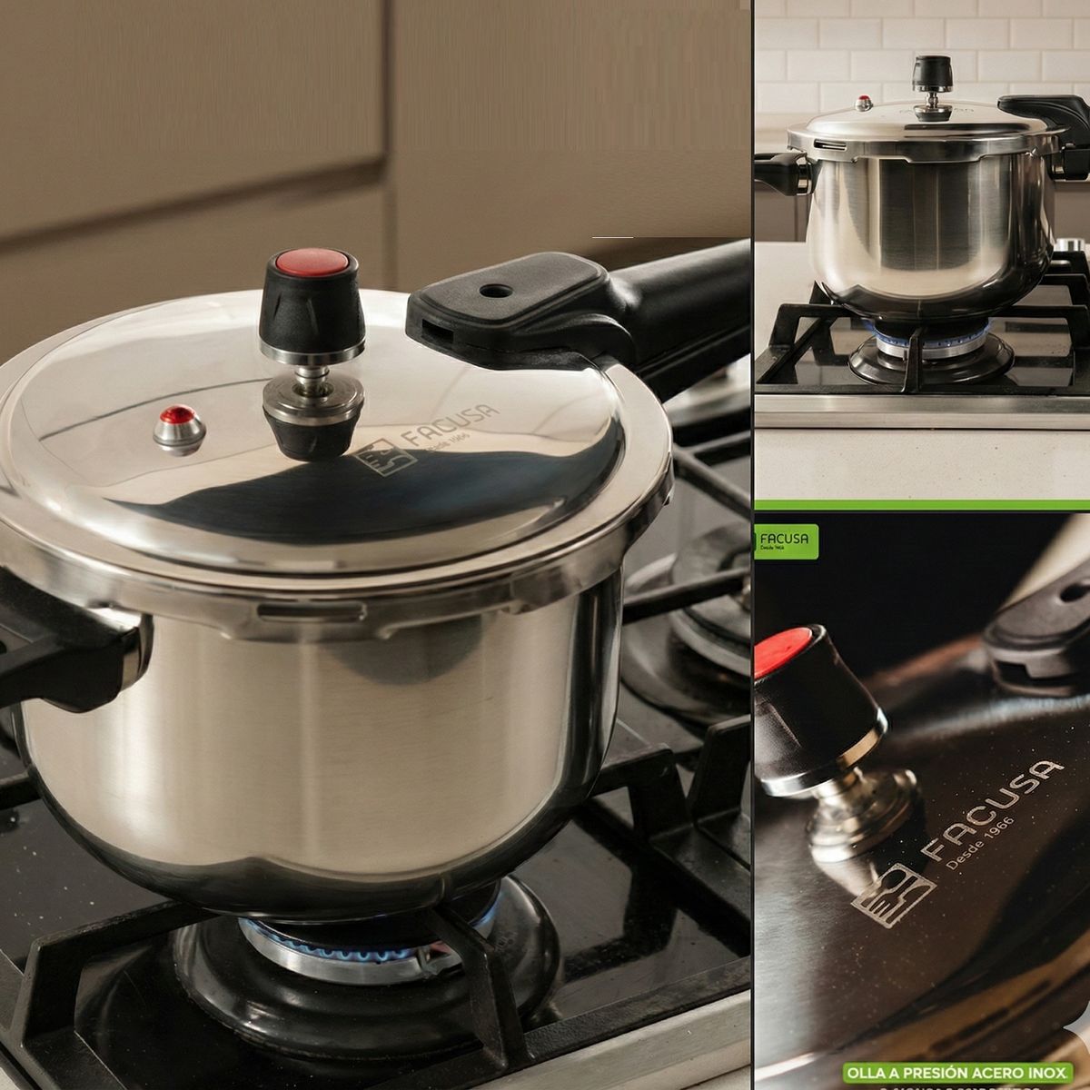 FACUSA - Olla a Presión Acero inoxidable 7 litros Facusa REGALO Sarten