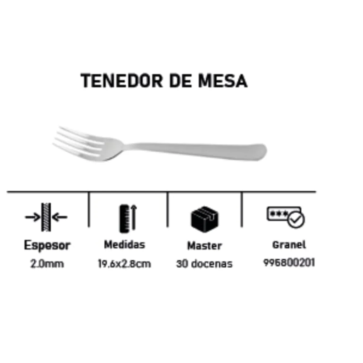 FACUSA - TENEDOR FACUSA SET 12 PIEZAS MODELO 580 PESADO ACERO INOXIDABLE