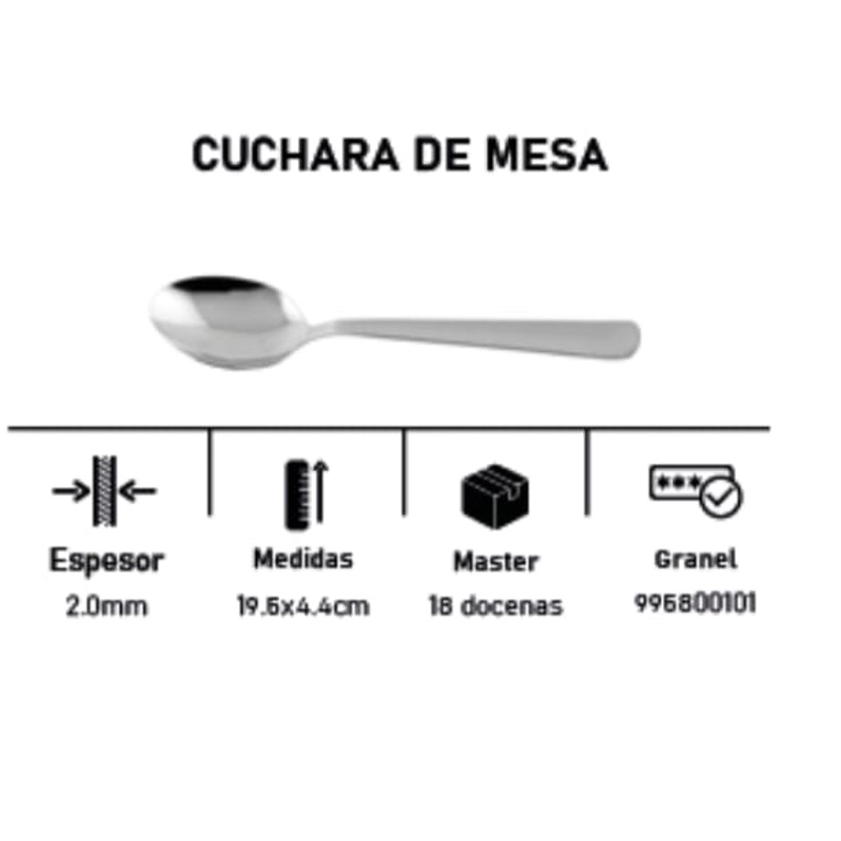 FACUSA - CUCHARA FACUSA SET 12 PIEZAS MODELO 580 PESADO ACERO INOXIDABLE