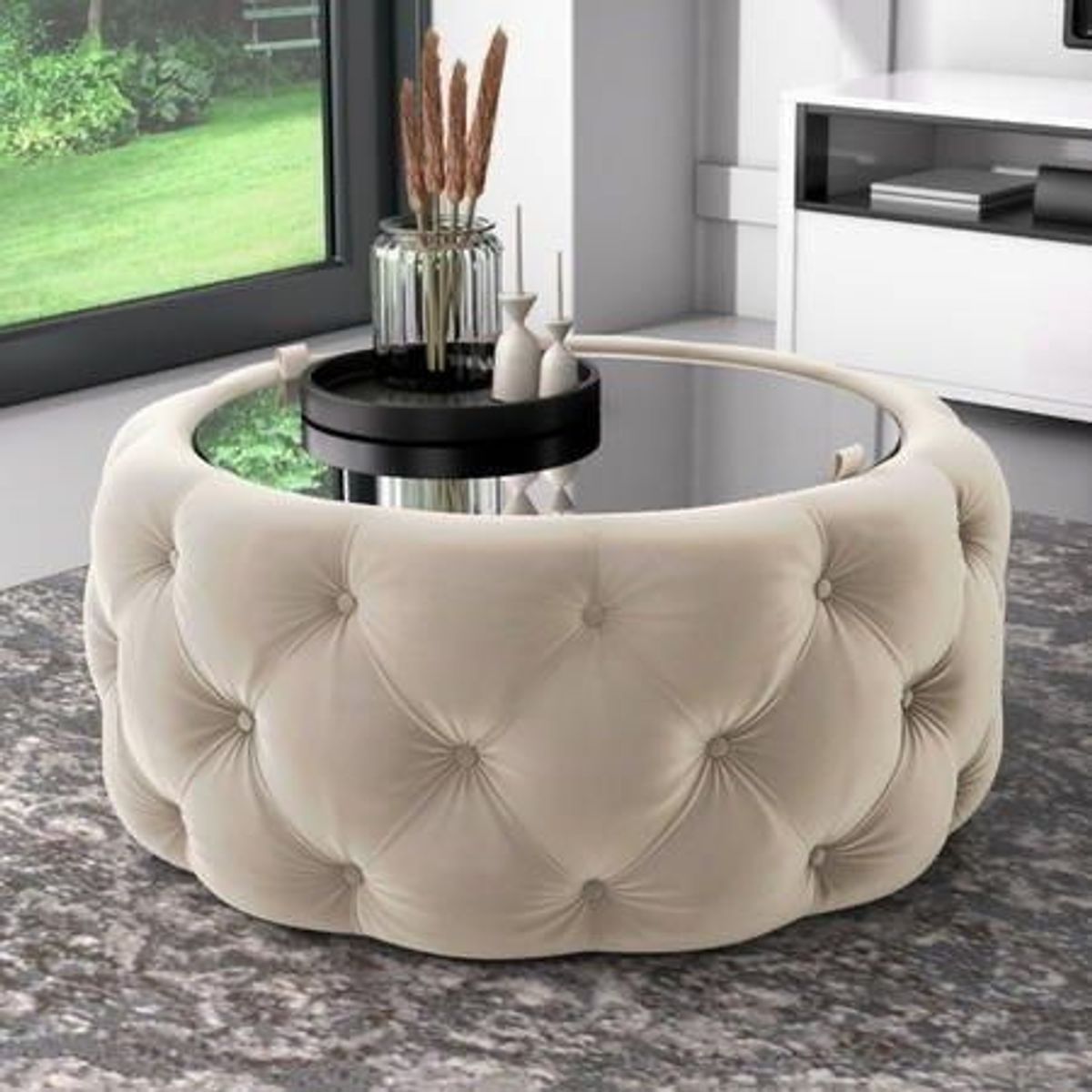 GENERICO - Puff Ivy Capitoné - Beige