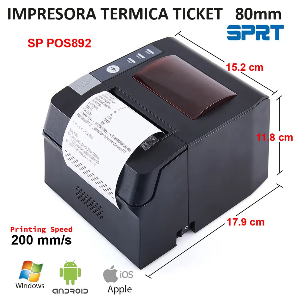 OEM - Impresora Termica Ticket 80mm Bluetooth y USB POS892 SPRT