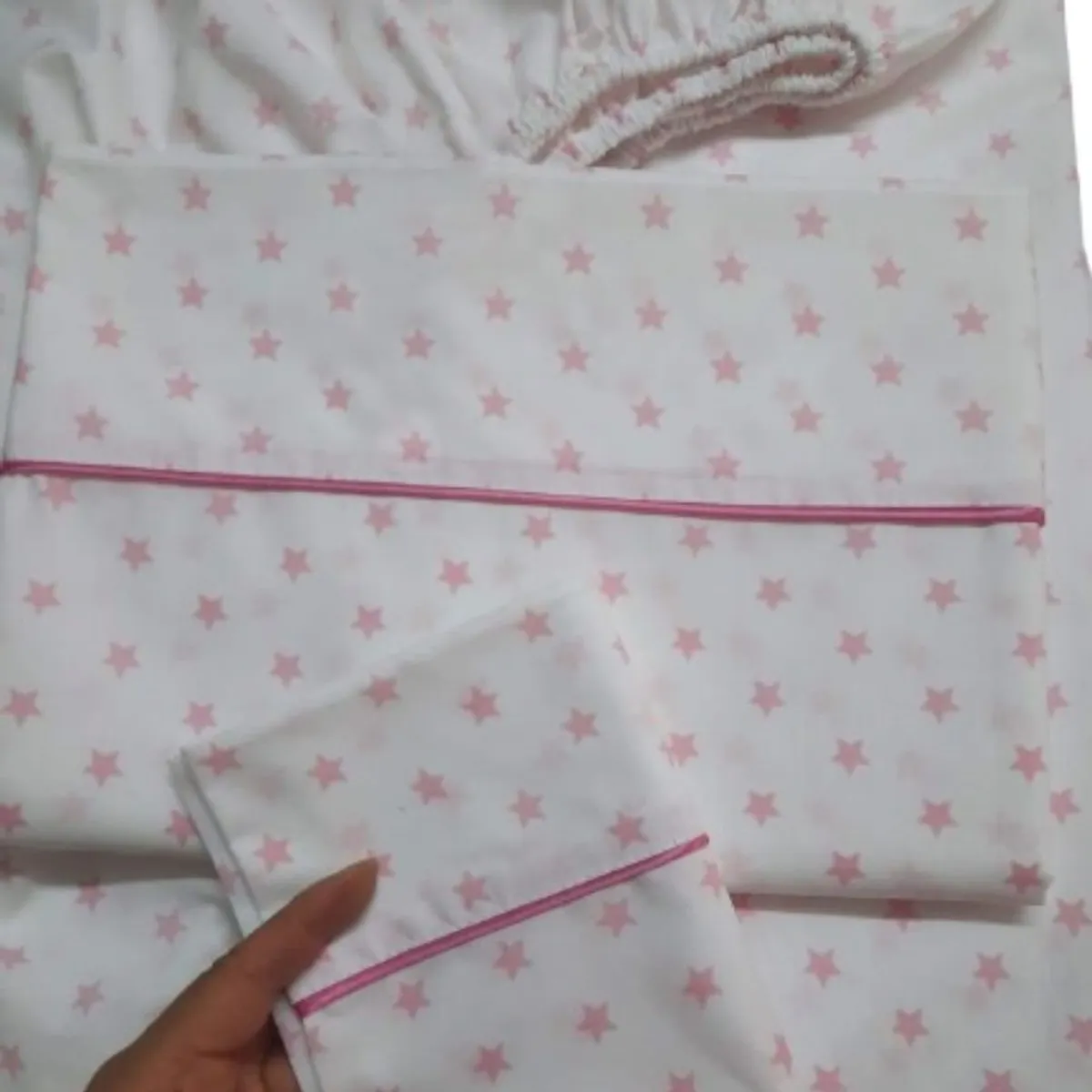 GENERICO - Sabanas de cuna - 3 piezas -Diseño estrellitas Rosada -Niña