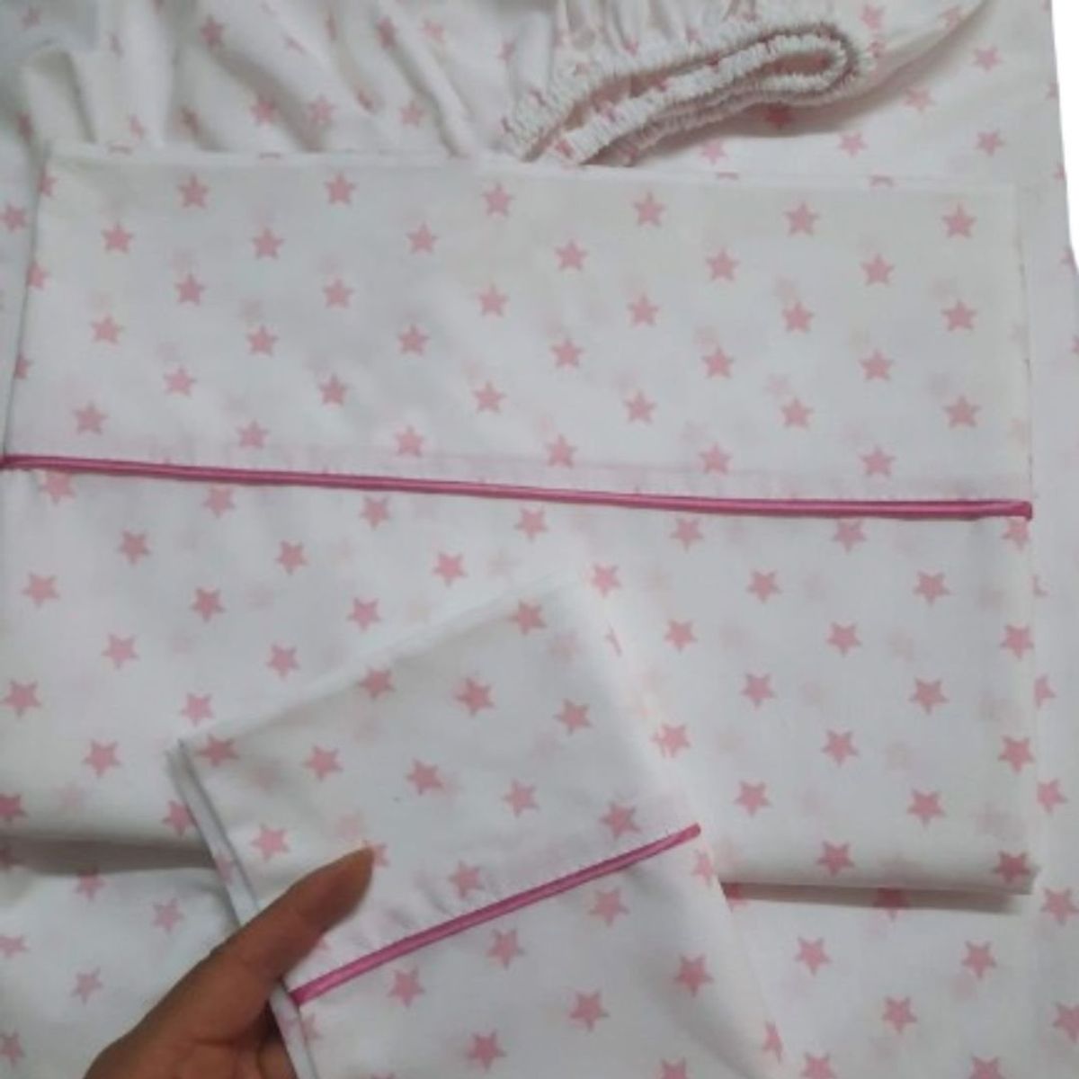 GENERICO - Sabanas de cuna - 3 piezas -Diseño estrellitas Rosada -Niña