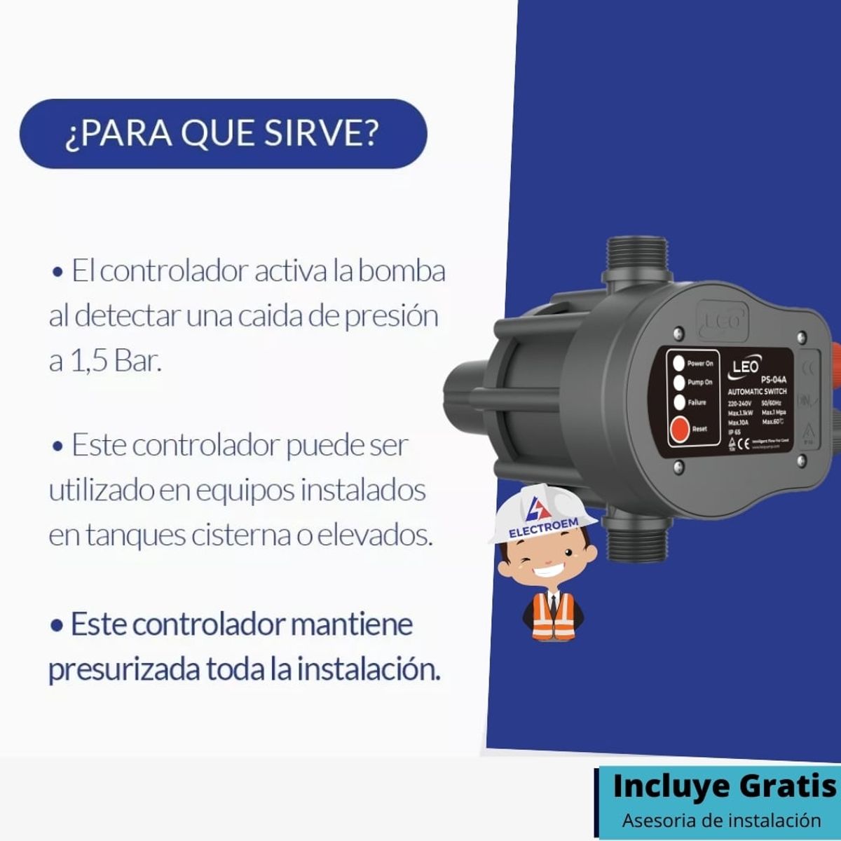 GENERICO - Presurizador Presscontrol automático para bombas de Agua