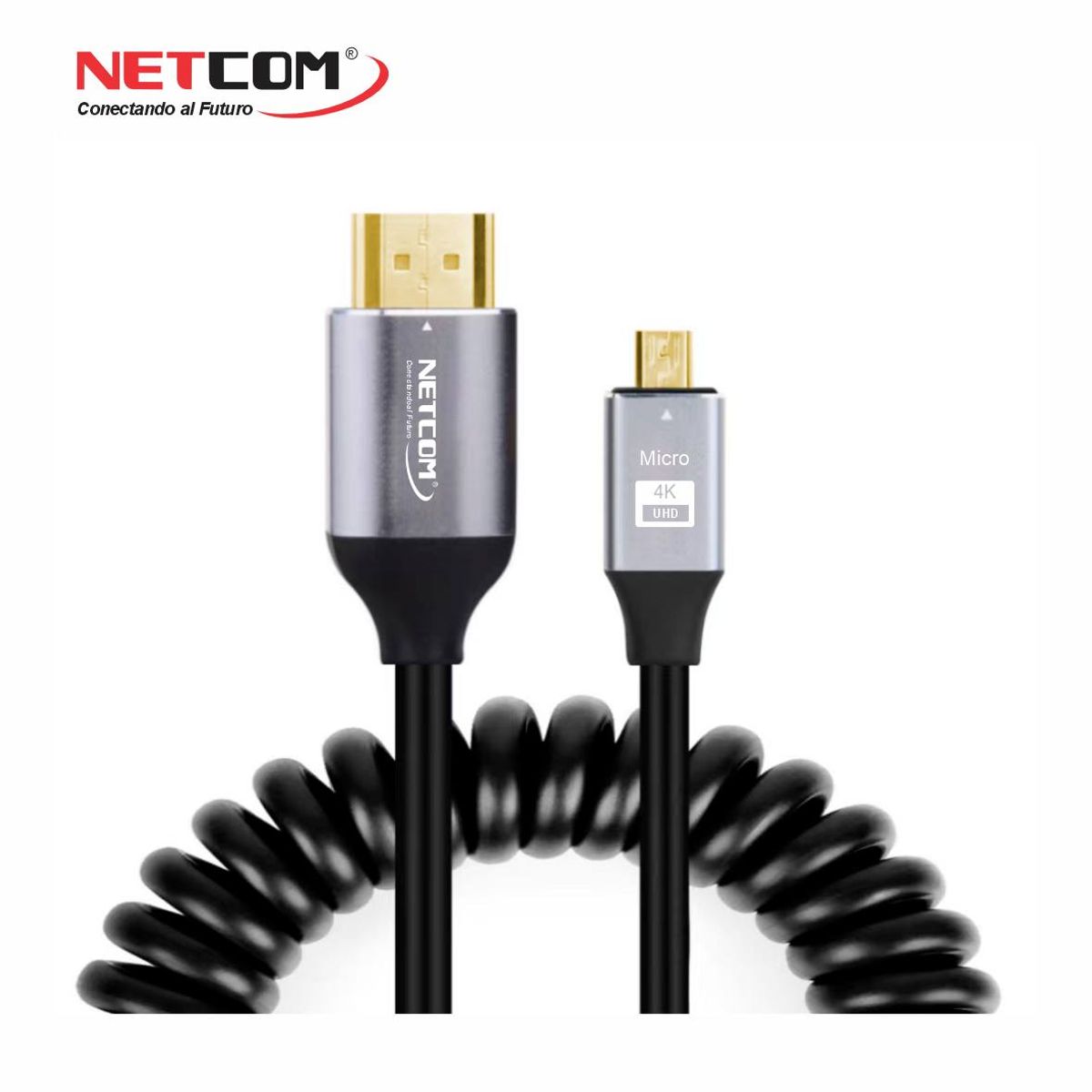 GENERICO - CABLE MICRO HDMI A HDMI ESPIRALADO DE 1.50 MTS UHD 4K@60Hz V2.0