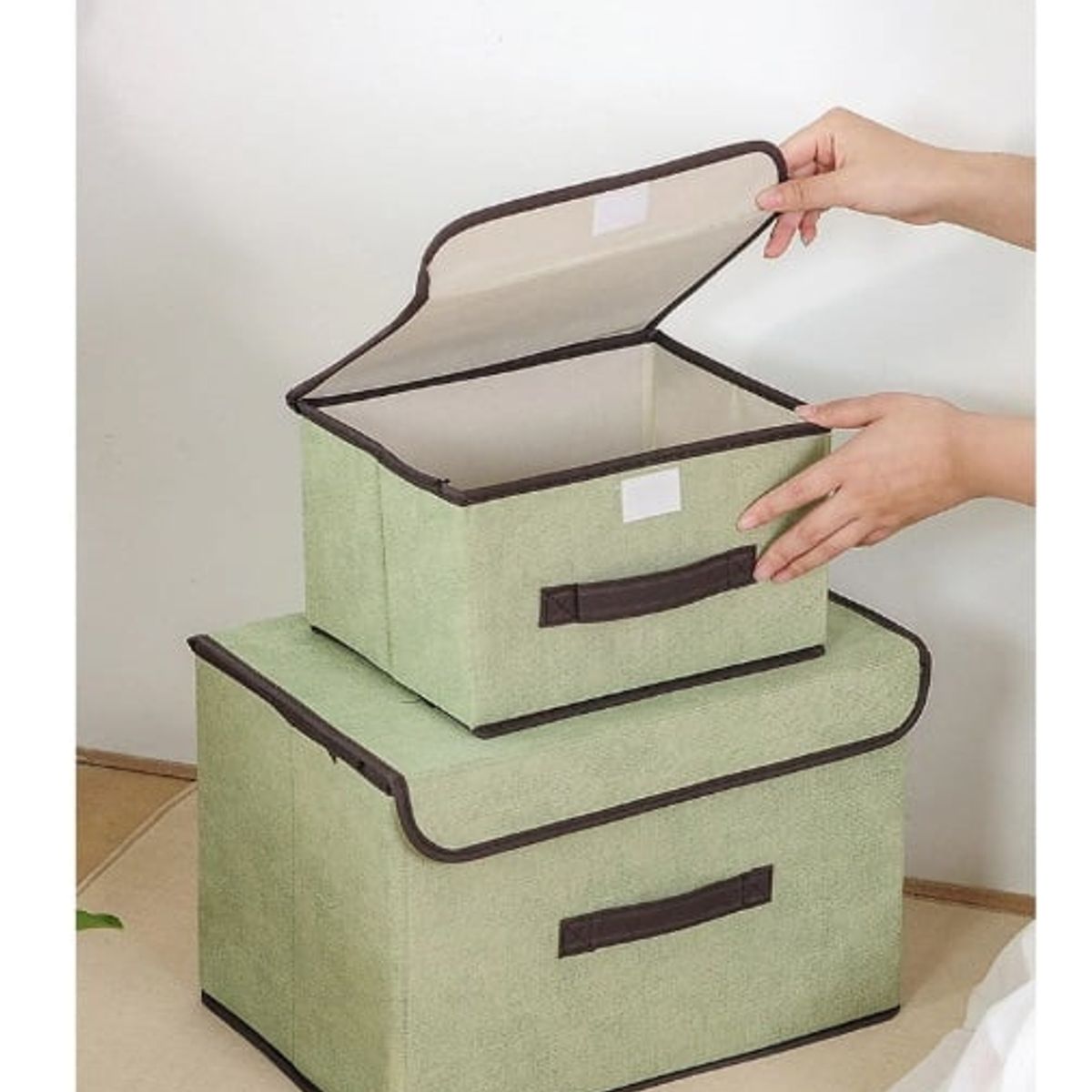 GENERICO - Pack de 2 Cajas de Almacenamiento de Tela Plegable con Tapa