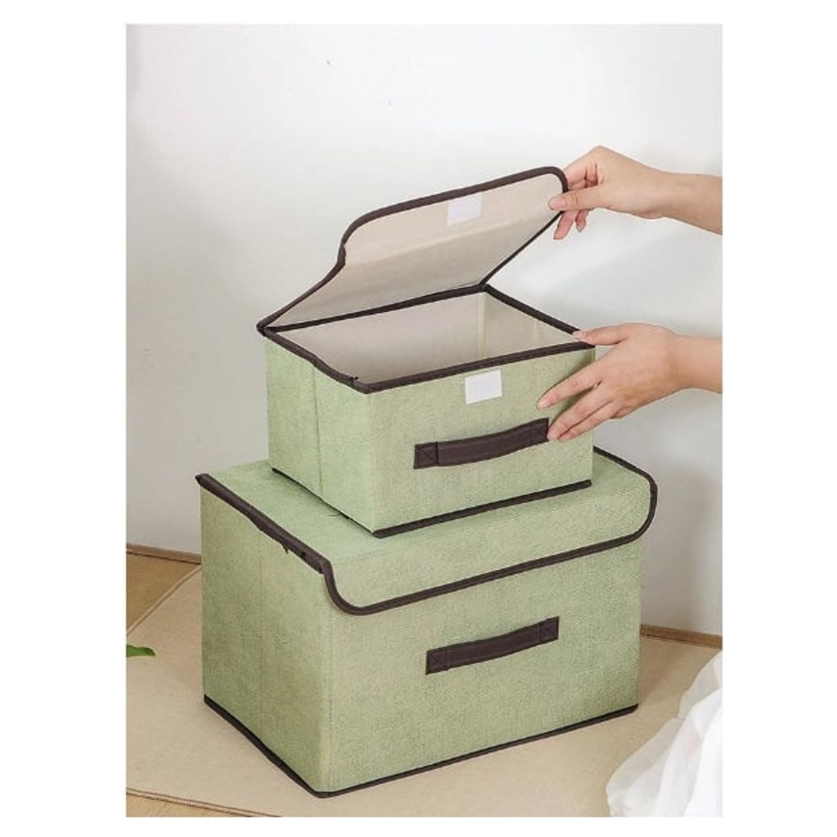 GENERICO - Pack de 2 Cajas de Almacenamiento de Tela Plegable con Tapa