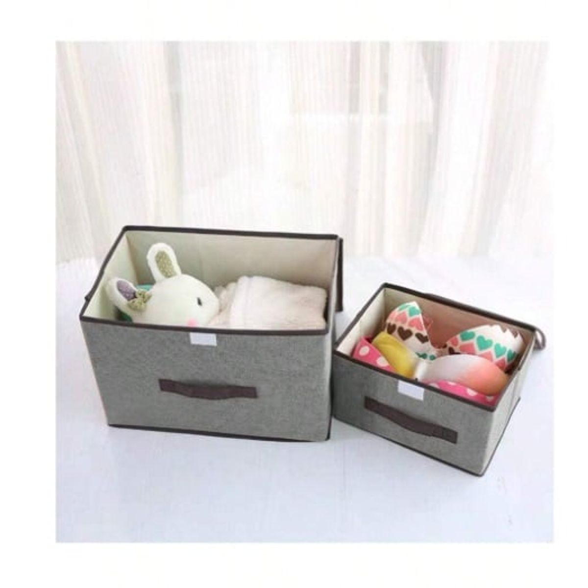 GENERICO - Pack de 2 Cajas de Almacenamiento de Tela Plegable con Tapa