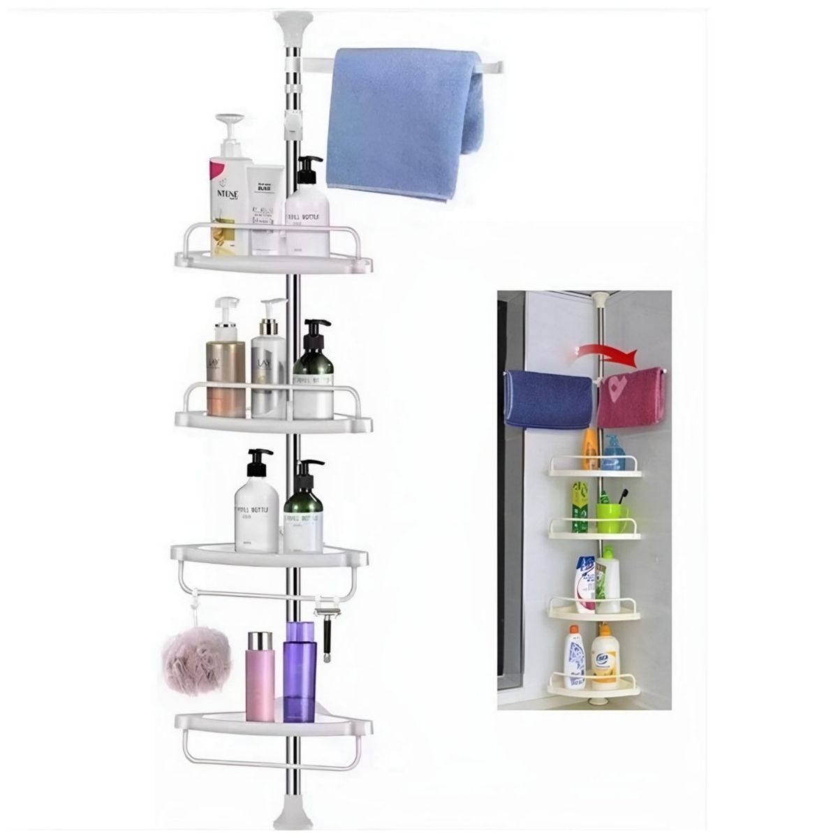 GENERICO - Esquinero de ducha de 4 niveles 3.2 metros regulable