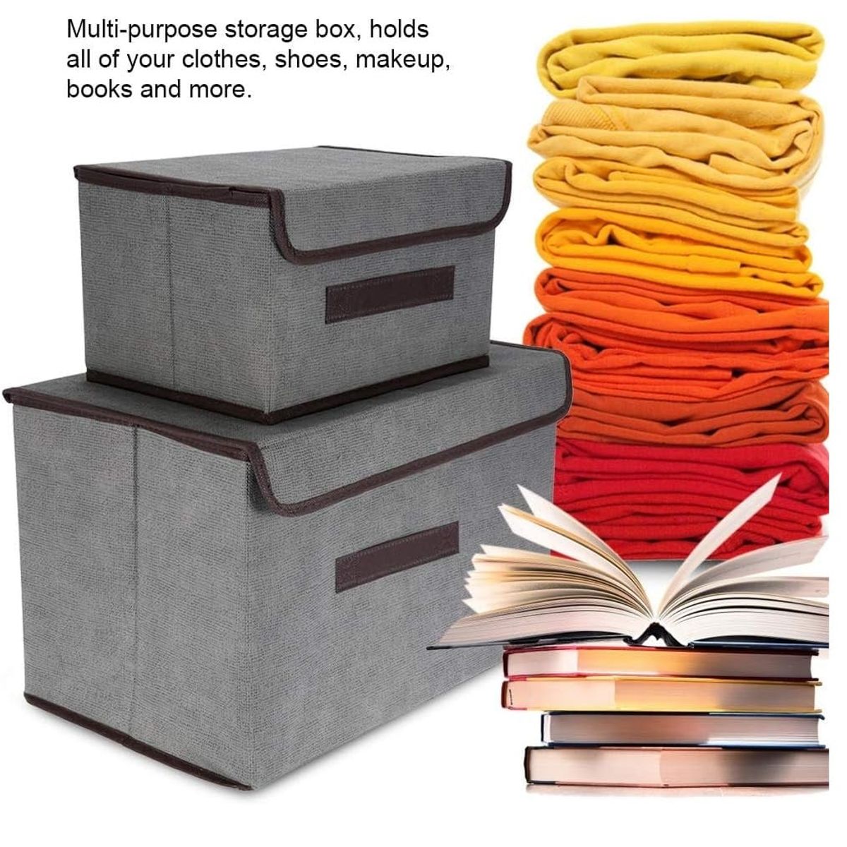 GENERICO - Pack de 2 Cajas de Almacenamientos Multifuncional Plegable Gris