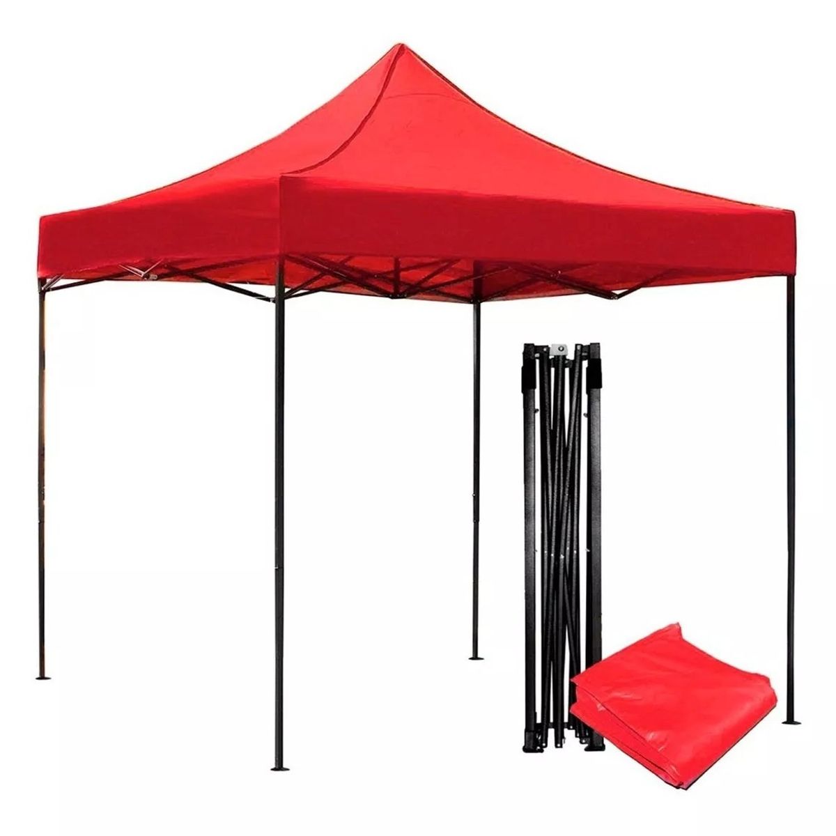 GENERICO - Toldo Plegable Rojo 3 x 3 m Lona Impermeable