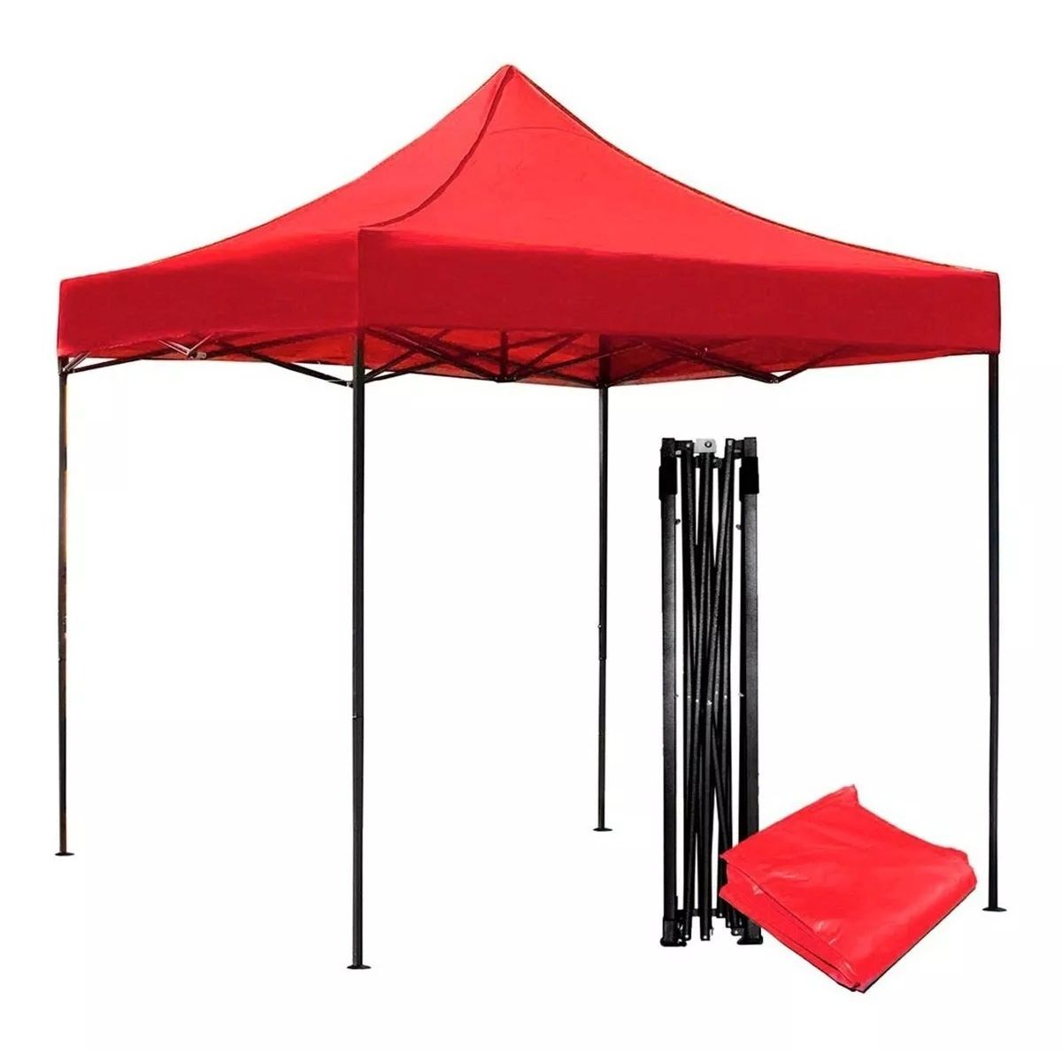 GENERICO - Toldo Plegable Rojo 3 x 3 m Lona Impermeable