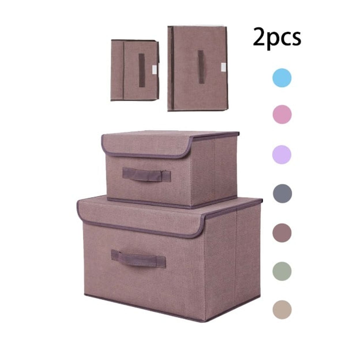 OEM - Pack de 2 Cajas de Almacenamiento de Tela Plegable con Tapa