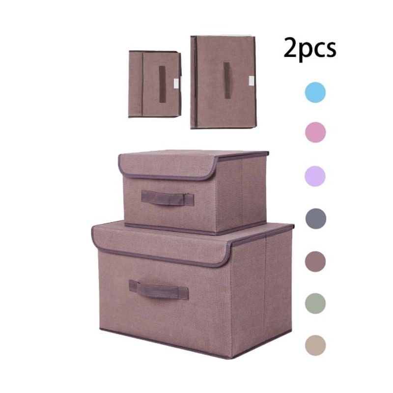 OEM - Pack de 2 Cajas de Almacenamiento de Tela Plegable con Tapa