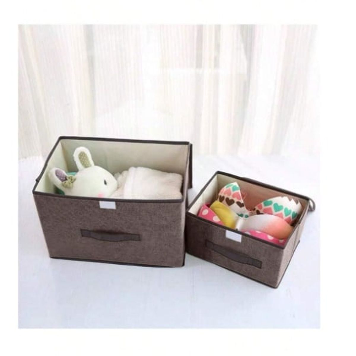 OEM - Pack de 2 Cajas de Almacenamiento de Tela Plegable con Tapa