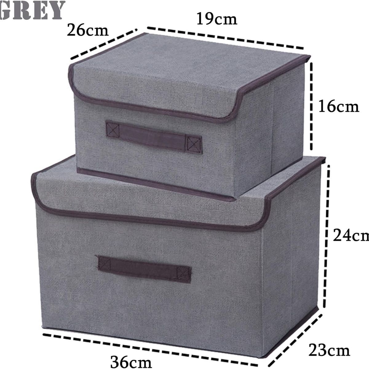 GENERICO - Pack de 2 Cajas de Almacenamiento de Tela Plegable con Tapa