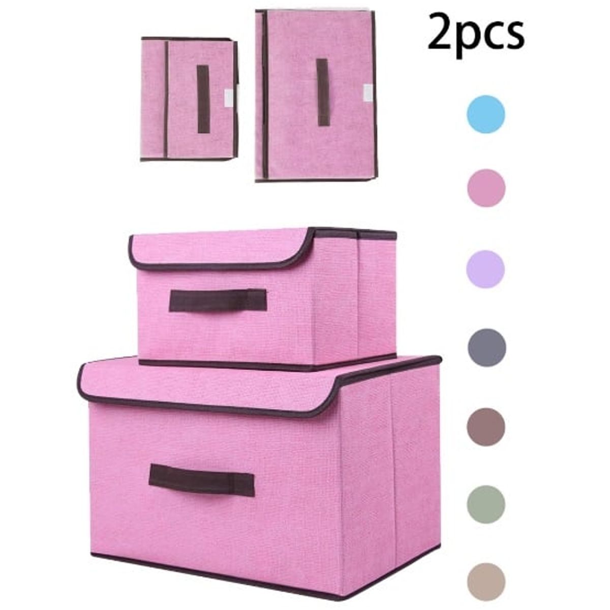 GENERICO - Pack de 2 Cajas de Almacenamiento de Tela Plegable con Tapa