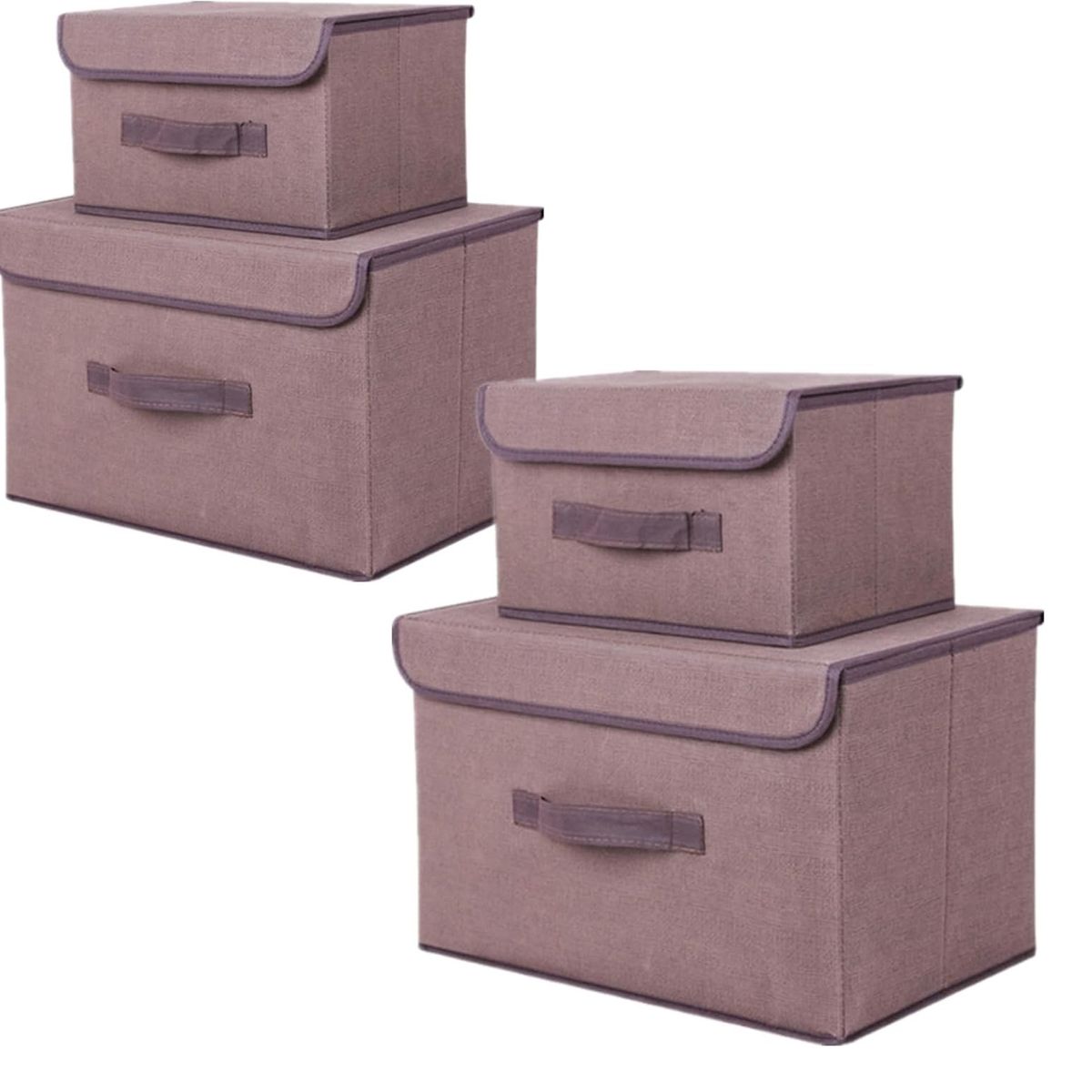 GENERICO - Pack de 4 Cajas de Almacenamiento de Tela Plegable con Tapa