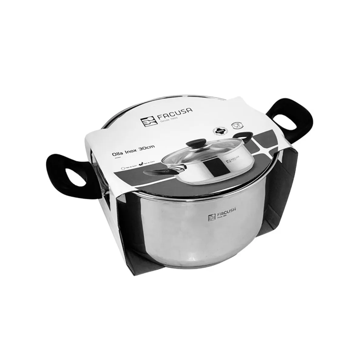 FACUSA - Juego de Ollas 6 piezas Acero Inoxidable Facusa con 2 sartenes