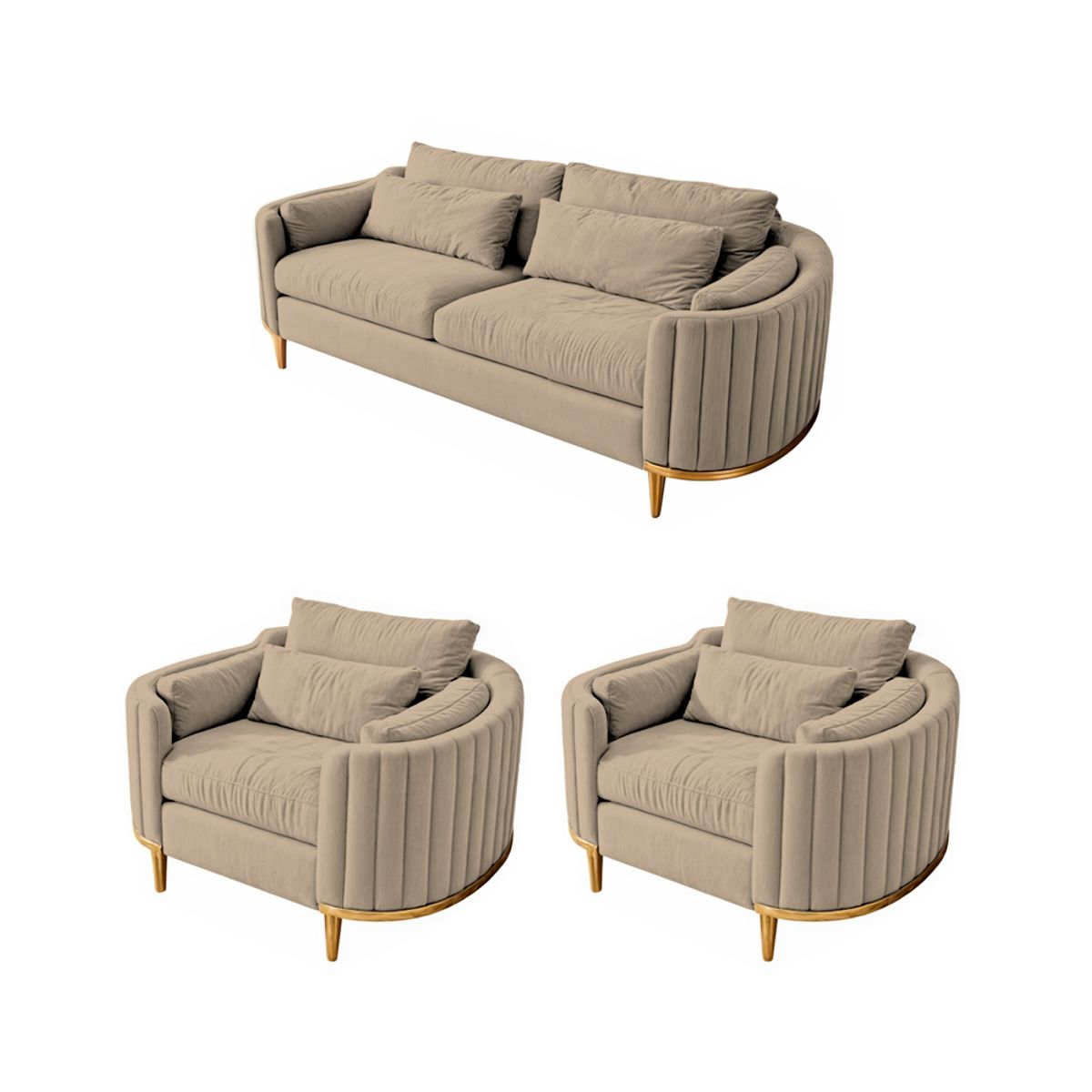BARAKA HOME - Juego de sala 3 1 1 Luxury Serris - Beige claro