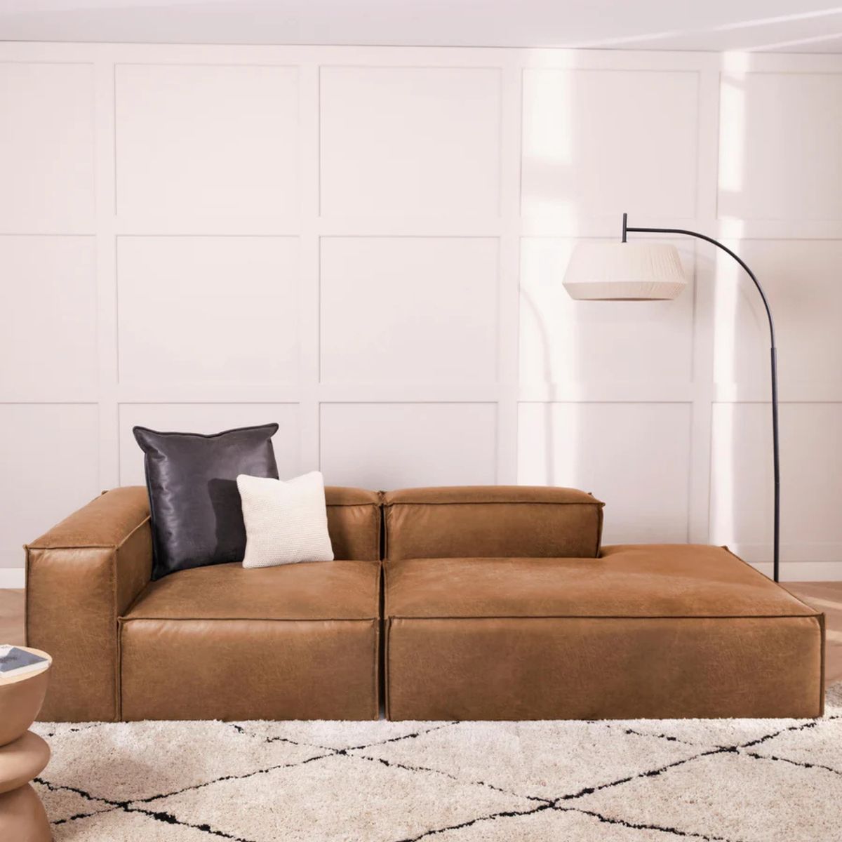 GENERICO - Sofá Diván Izquierdo Modular Monarch Ultracuero -Marrón