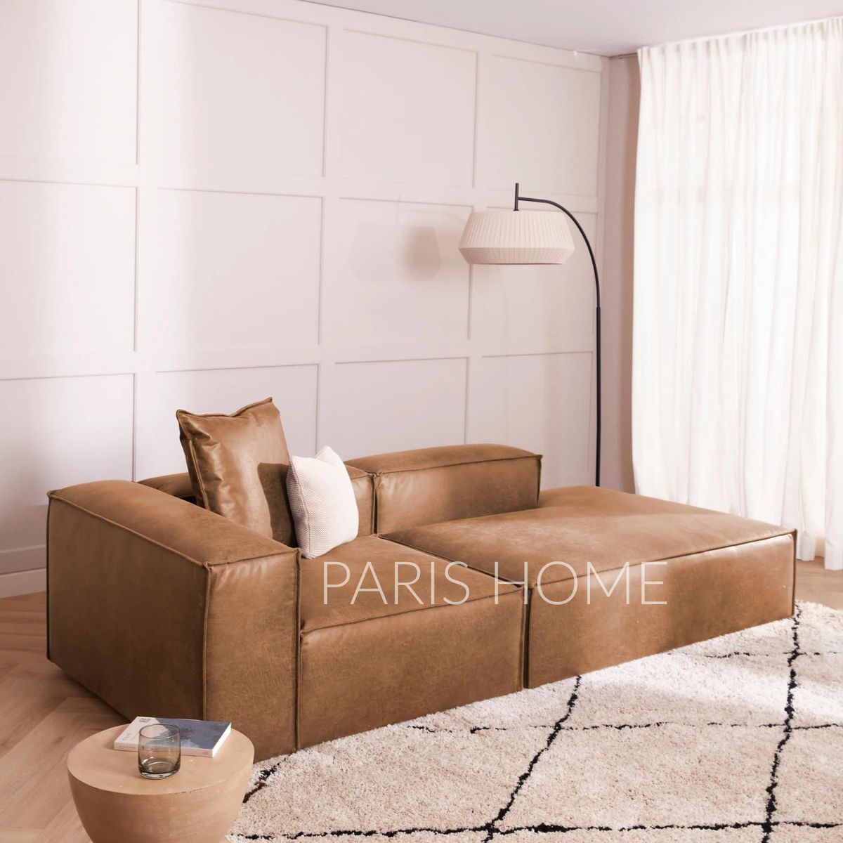 GENERICO - Sofá Diván Izquierdo Modular Monarch Ultracuero -Marrón