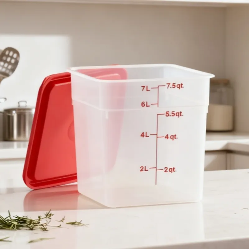 TIGERBEE - 8 Qt Contenedor Hermético de Polipropileno ​​Traslúcido​​ para Alimentos​,Tapa roja,Forma Cuadrado