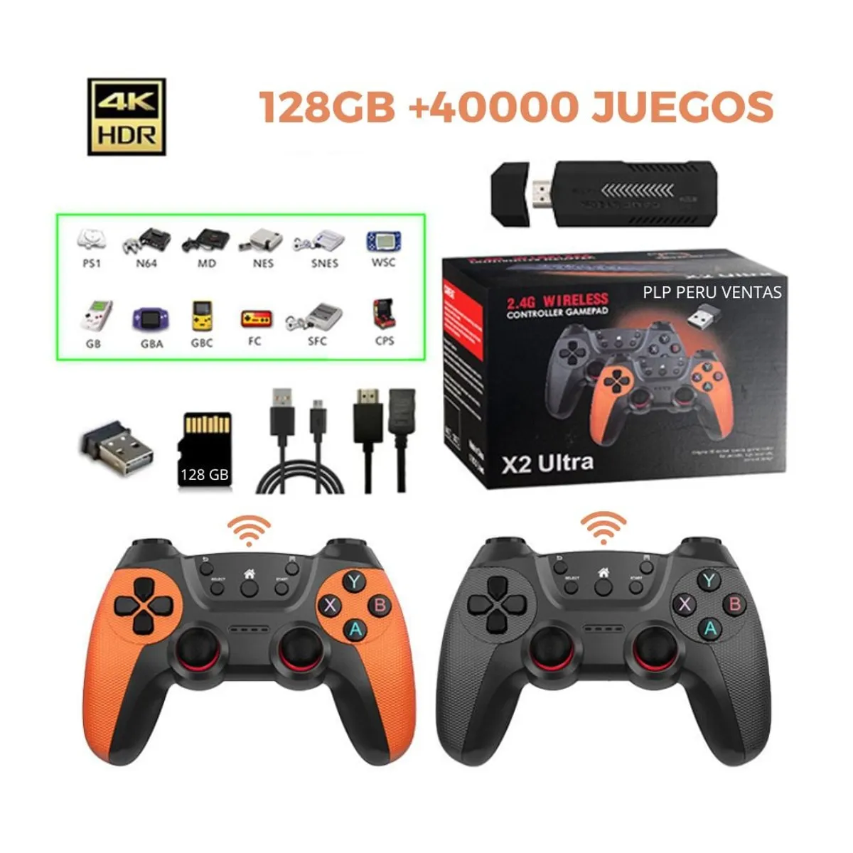 OEM - Consola X2 Ultra 128GB 4K Mandos Recargables Inalambricos
