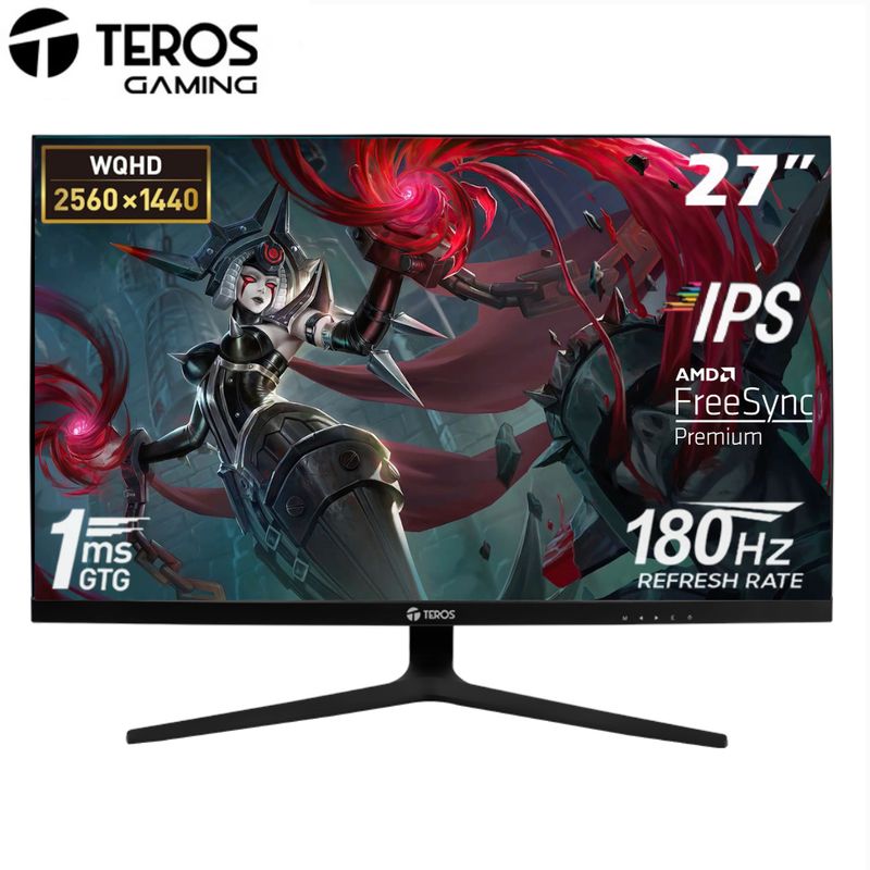 TEROS GAMING - Monitor gaming TEROS TE-2769G, 27" QHD IPS flat, 180 Hz, 1ms, HDMI, DP